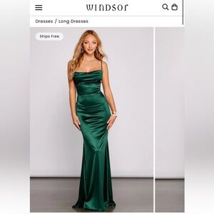 Windsor Emerald Satin Maxi Dress